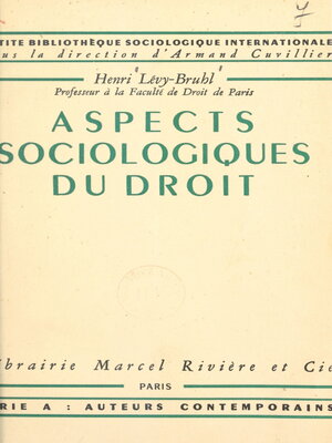 cover image of Aspects sociologiques du droit